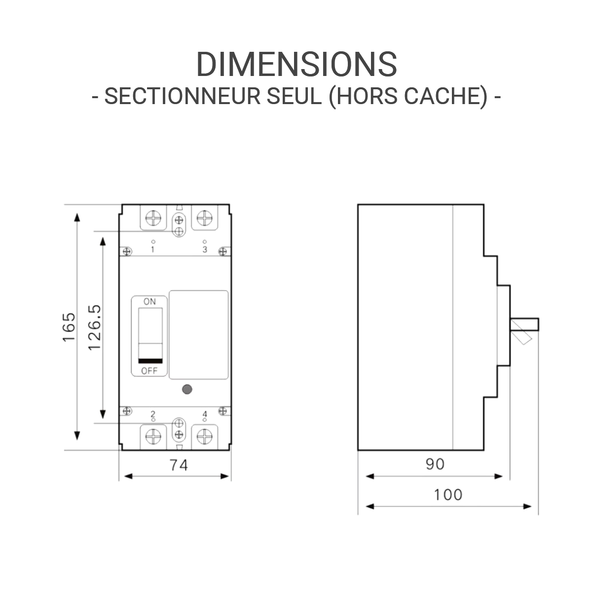Sectionneur DC 160A – 2 Pôles – jusqu'à 550V - cache de protection inclus | SR-SEC160A2 – Image 6